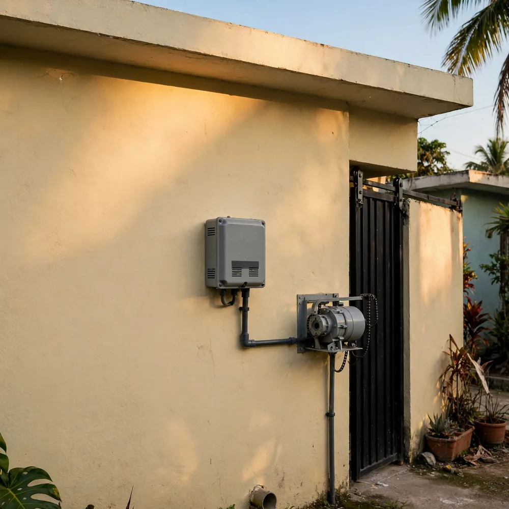 A backup power box on a wall