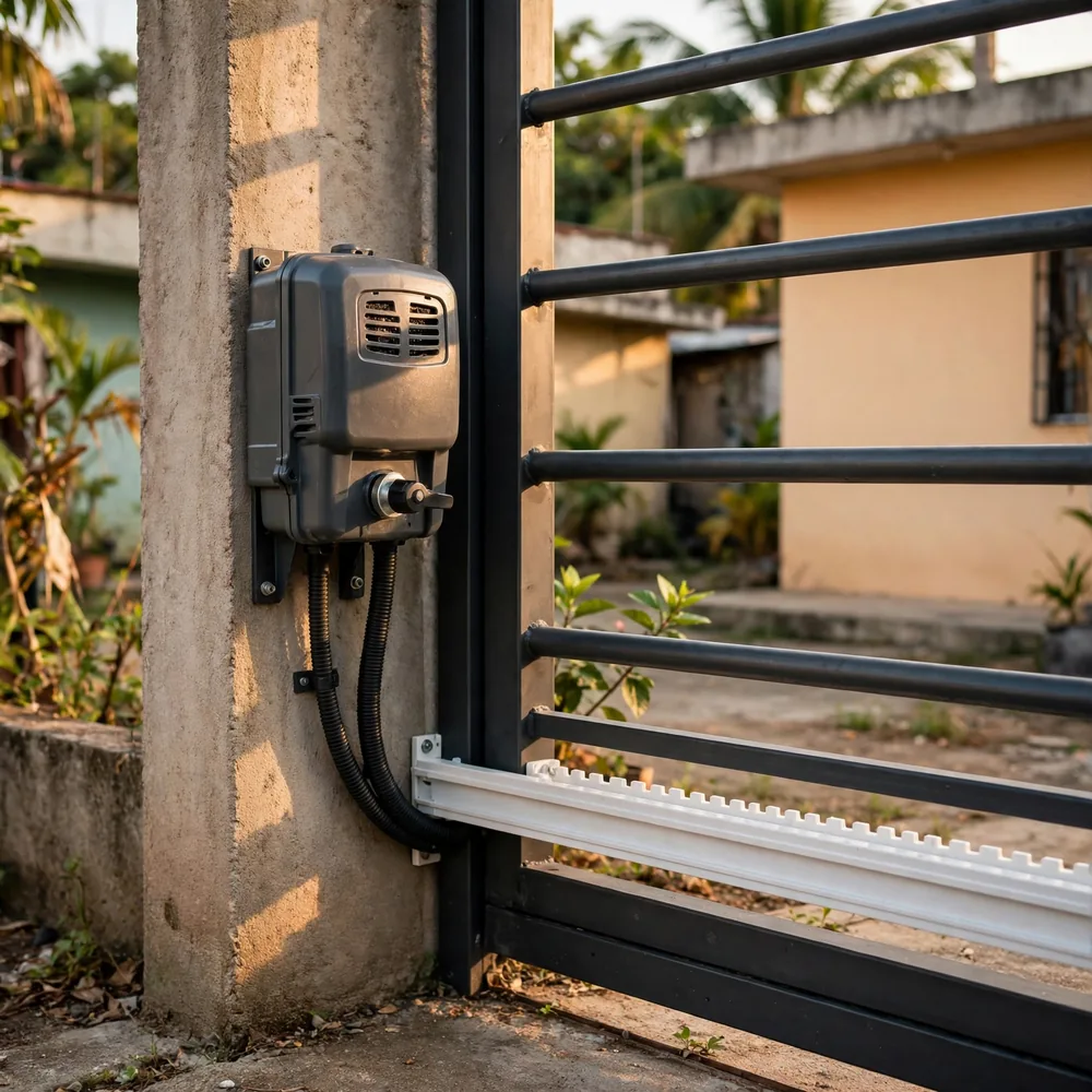 A gate motor and rack bar